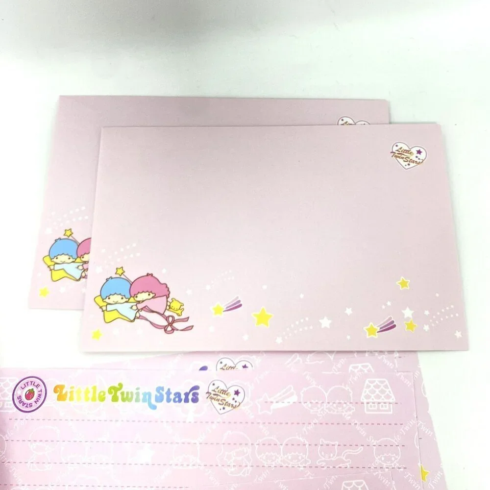 Rare Vintage Little Twin Stars Letter Writing Set Cardboard Drawer Box Preowned